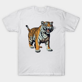 Colorful Tiger Cartoon Vintage Bengals Tiger Drawing Comics Fearless Tiger T-Shirt